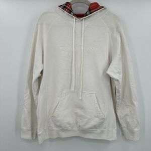 Bianca Chandon NY White Flannel‎ Lined Hoodie Pullover Sweatshirt Heavy Large